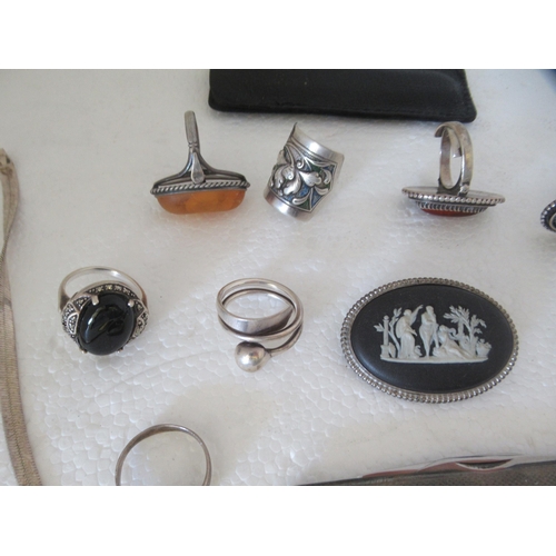 71 - Silver jewellery and collectables: to include a ring set with a red stone  