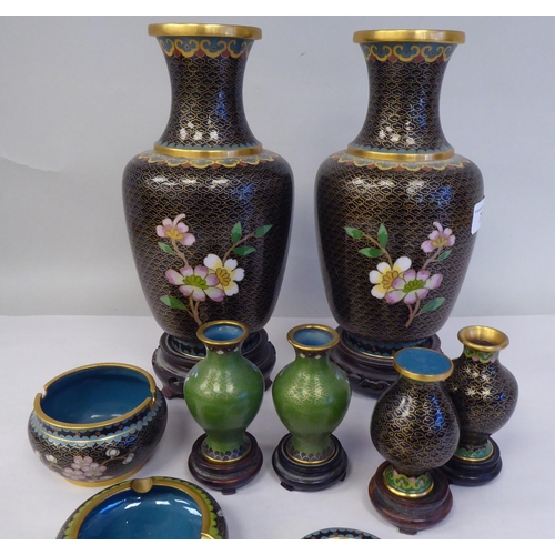 73 - Cloisonné collectables: to include a pair of vases, decorated with flora  9