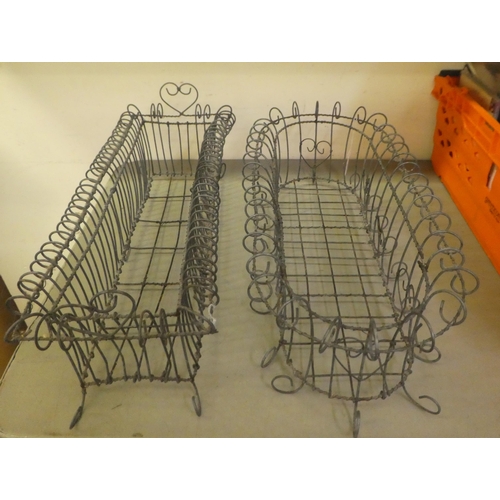 337 - Two similar wire framed planter holders  7