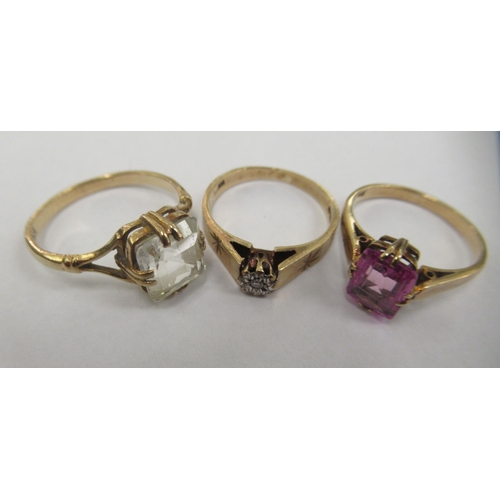 274 - Three 9ct gold rings, set with various coloured stones