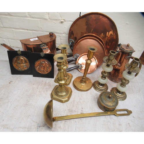 103 - Mainly 20thC metalware: to include a copper housemaids watering can