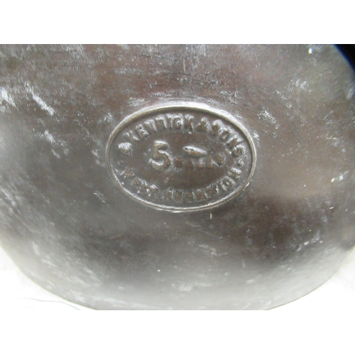 112 - Pewter and other metal items: to include a twin handled cooking pot  17