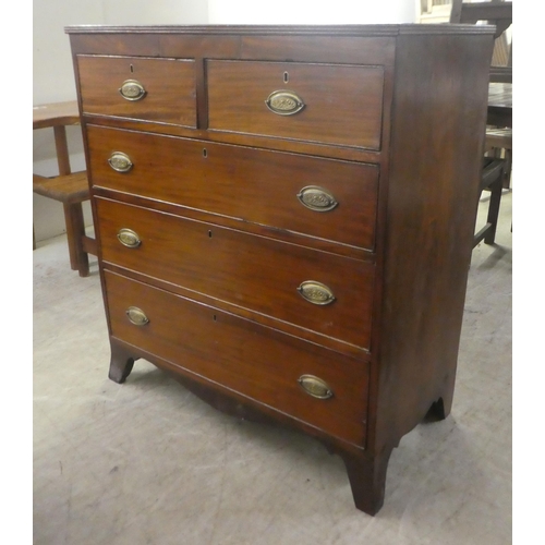 114 - A late Victorian mahogany five drawer dressing chest, raised on bracket feet  42