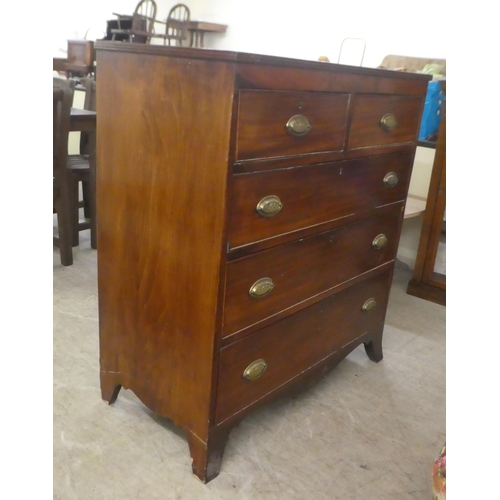 114 - A late Victorian mahogany five drawer dressing chest, raised on bracket feet  42