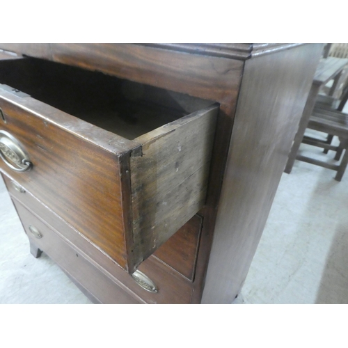 114 - A late Victorian mahogany five drawer dressing chest, raised on bracket feet  42