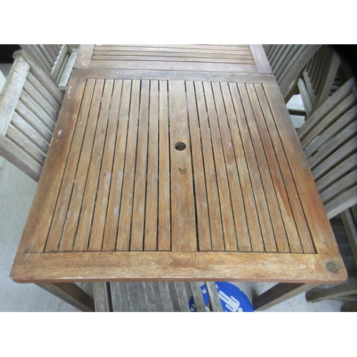 117 - A pair of weathered teak garden tables  29