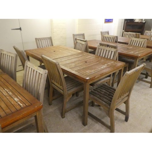 120 - A pair of weathered teak garden tables  29