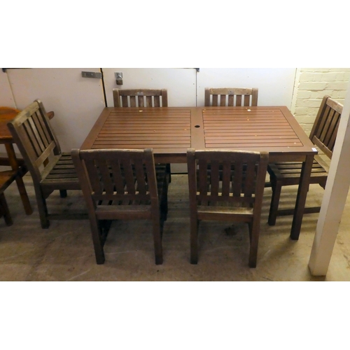 122 - A Brackenstyle stained teak one piece garden table  29.5