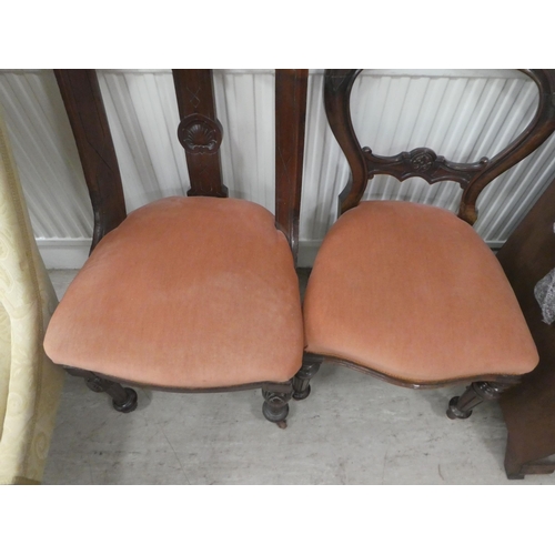 14 - Four late Victorian/Edwardian chairs: to include a nursing chair, later upholstered in patterned fab... 