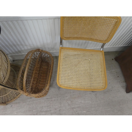 22 - Small furniture: to include an Emanuel style woven cane chair