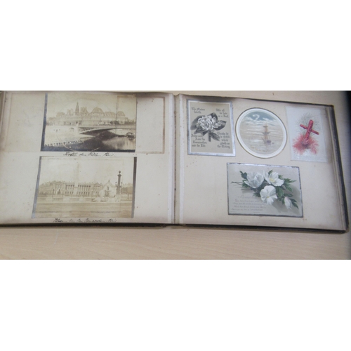 44 - Books: a late 19thC Anglo-French scrap book, containing handwritten verses, monochrome photographs a... 