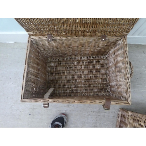 49 - Two similar Fortnum & Mason woven cane hampers with buckled straps  10