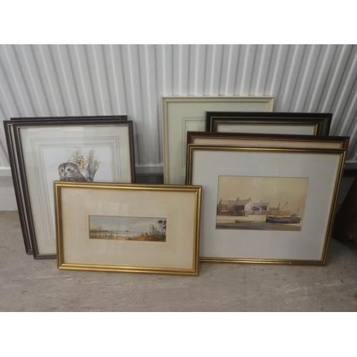 6 - Framed pictures and prints: to include after Joel Kirk - 'Owls'  print  7