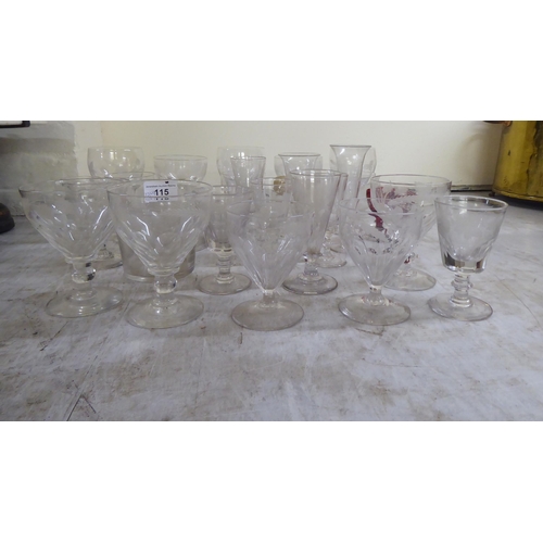 115 - Glassware: to include fruiting etched vine pedestal wines