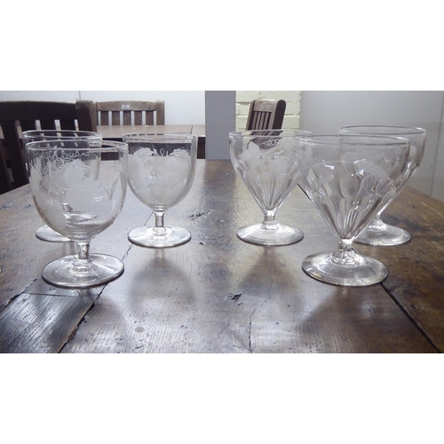 115 - Glassware: to include fruiting etched vine pedestal wines