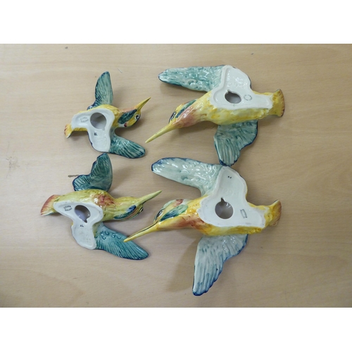 325 - A graduated set of four Beswick china Kingfisher wall plaques  no.729  largest 8