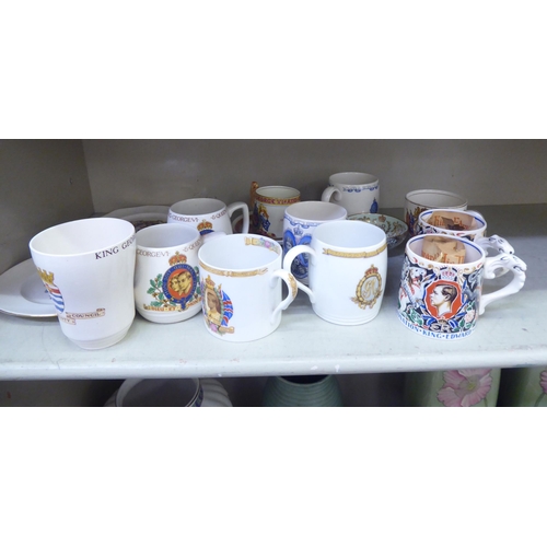 100 - British Royal commemorative china: to include two mugs, designed by Laura Knight for the Coronation ... 