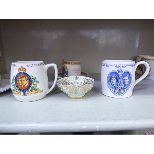 100 - British Royal commemorative china: to include two mugs, designed by Laura Knight for the Coronation ... 