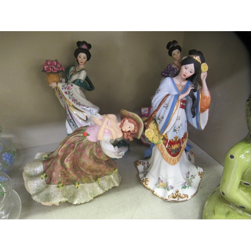 101 - Ceramic figures: to include a Royal Doulton china example 'Holly'  HN3647  9