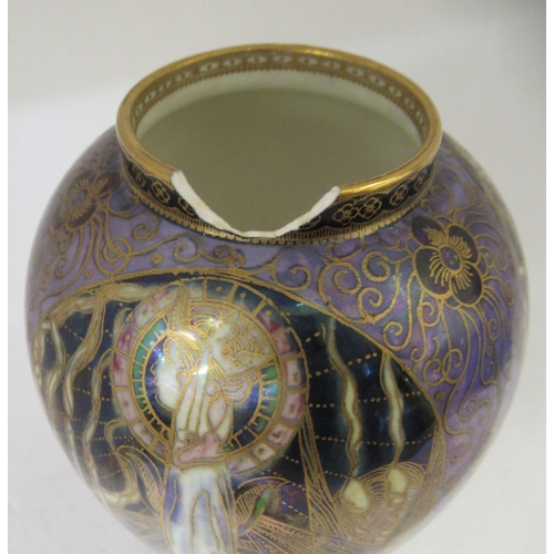 111 - A Wedgwood Fairyland lustre china temple vase and matched cover, decorated with Art Nouveau inspired... 