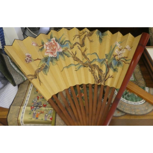 117 - Orientally inspired collectables: to include a tapestry panel, depicting figures  25