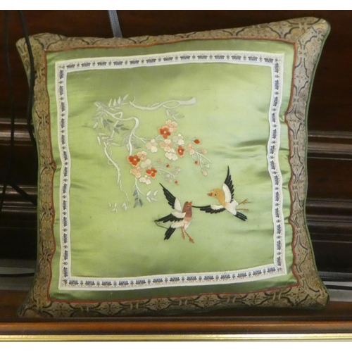 117 - Orientally inspired collectables: to include a tapestry panel, depicting figures  25