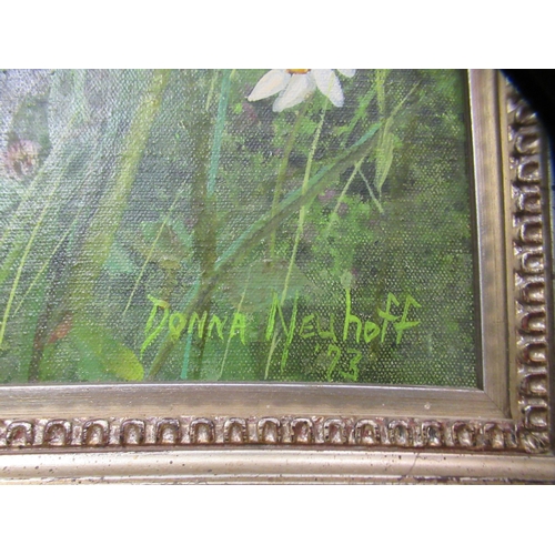 31 - Donna Newhoff - meadow flowers&nbsp; oil on canvas&nbsp; bears a signature & dated '73&nbsp; 23
