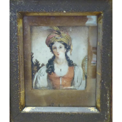 86 - A late 19thC head and shoulders miniature portrait of European woman&nbsp; oil on panel&nbsp; 3