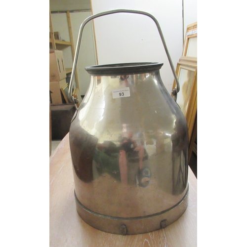 93 - A stainless steel churn with a wide lip and swing handle&nbsp; 15