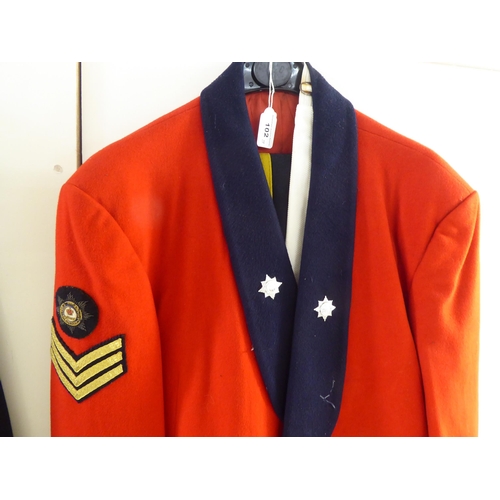 102 - Mainly vintage military uniforms and associated clothing: to include a coat(Please Note: this lot is... 