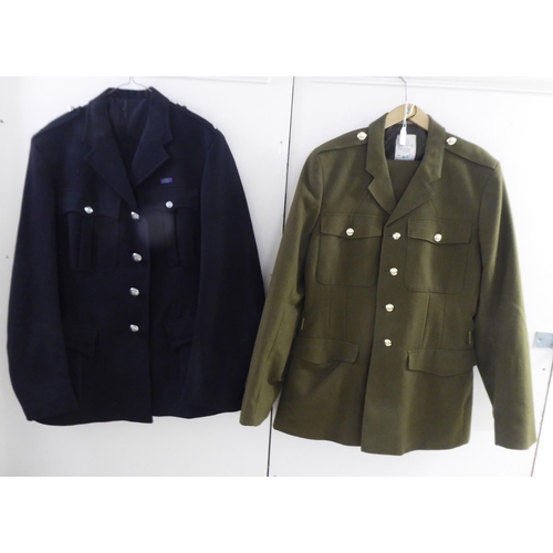 102 - Mainly vintage military uniforms and associated clothing: to include a coat(Please Note: this lot is... 