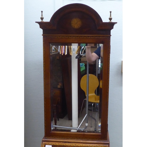 138 - A modern lady's Queen Anne inspired yewwood finished and string inlaid walnut bureau, the upper part... 