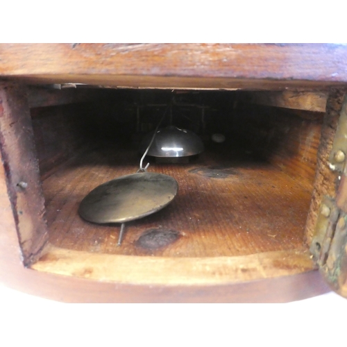 175 - A late 19thC and later mahogany cased drop-dial wall clock with a turned surround and pendulum windo... 