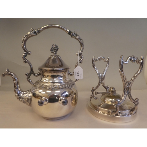 177 - A vintage 19thC style B & Co silver plate on copper five piece tea/coffee set of bulbous form wi... 