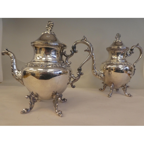 177 - A vintage 19thC style B & Co silver plate on copper five piece tea/coffee set of bulbous form wi... 