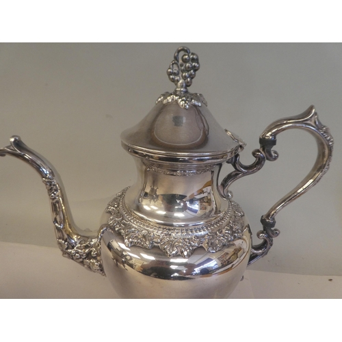 177 - A vintage 19thC style B & Co silver plate on copper five piece tea/coffee set of bulbous form wi... 