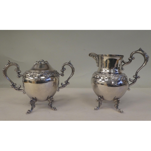 177 - A vintage 19thC style B & Co silver plate on copper five piece tea/coffee set of bulbous form wi... 