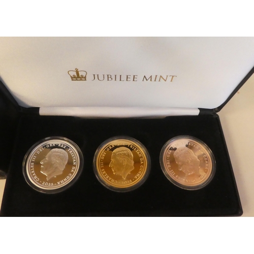 178 - Silver, Jubilee Mint and other proof coins: to include a Charles III presentation set  cased