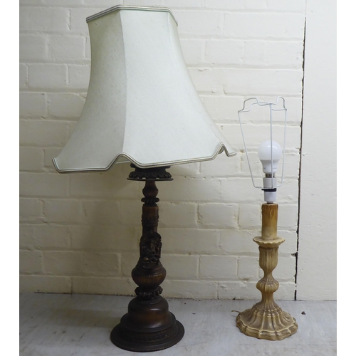 182 - Mainly 20thC interior lighting: to include a pair of Dutch design brass centre lights  22