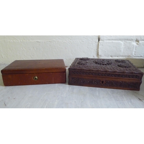 183 - 20thC boxes: to include an Asian carved hardwood example  2