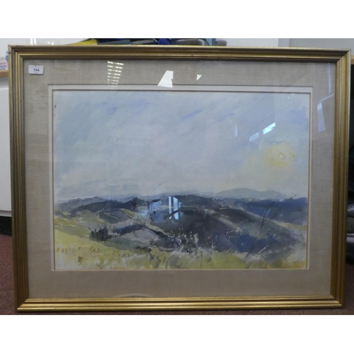 194 - Anthony Eyton - 'A Landscape, Urbino, Italy' watercolour  bears a signature & dated 1974 wi... 