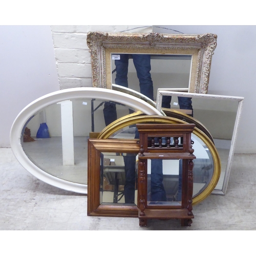 205 - Six dissimilar early 20thC variously framed mirrors  largest 16