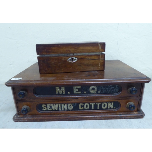 208 - A late 19thC mahogany two drawer sewing box  7