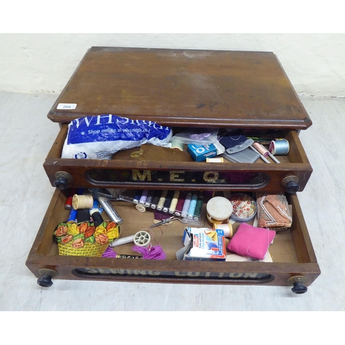 208 - A late 19thC mahogany two drawer sewing box  7