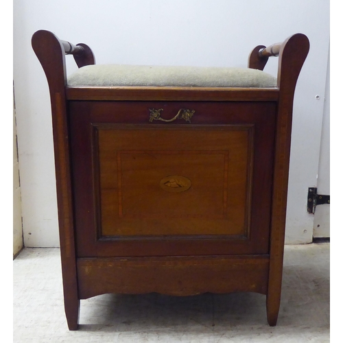 210 - Small Victorian and later furniture: to include an Edwardian mahogany music seat with a fall front c... 