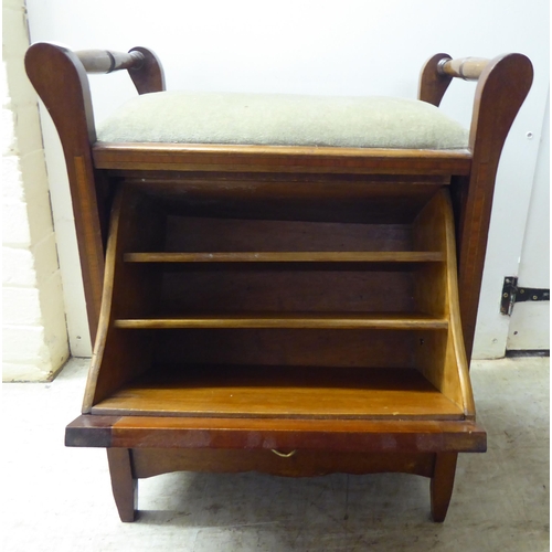 210 - Small Victorian and later furniture: to include an Edwardian mahogany music seat with a fall front c... 