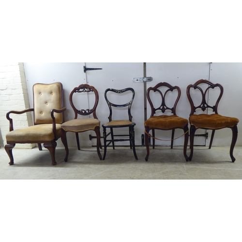 211 - Five dissimilar circa 1880-1910 variously framed chairs 