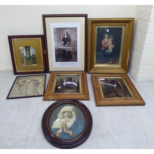 214 - Religious themed prints: to include two crystoleums  7