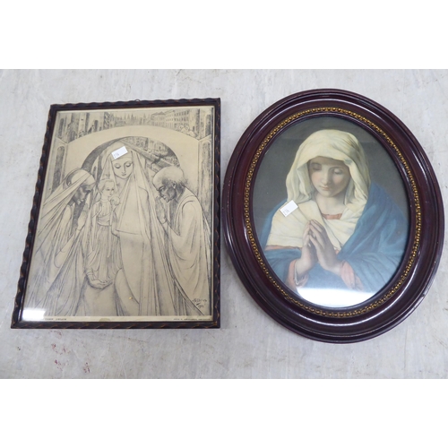 214 - Religious themed prints: to include two crystoleums  7