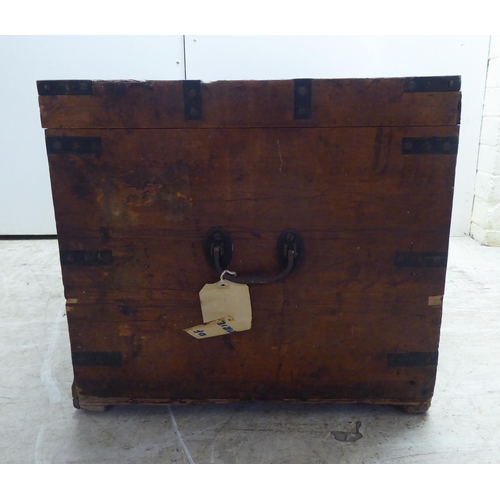 217 - A mid 19thC silver camphorwood chest with straight sides and a hinged lid  inscribed JA Stratto... 